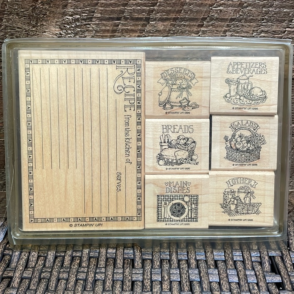 Stampin’ Up! Rubber Stamp 7 Piece Set Kitchen Recipe Theme Vintage Collectible